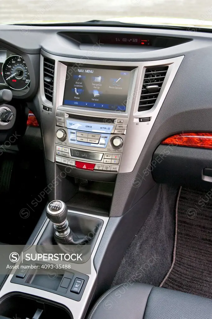 2010 Subaru Legacy 2.5GT Limited close-up on gear shift and GPS
