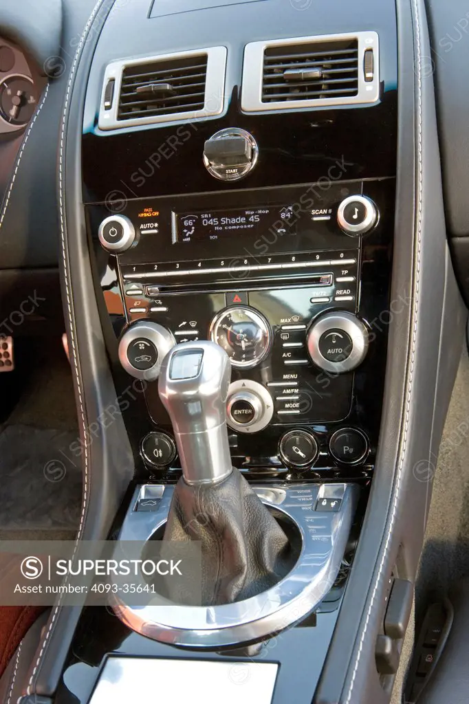 2009 Aston Martin interior view of gearshifter