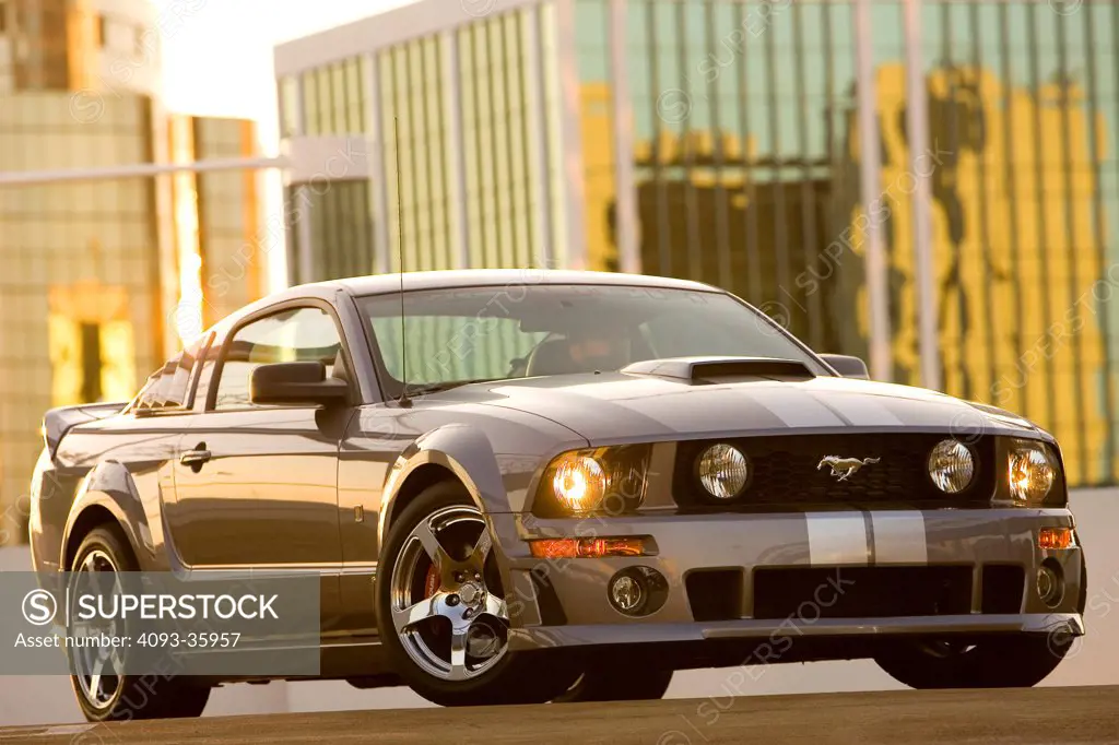 2006 Ford Roush Mustang parked in city, front 3/4