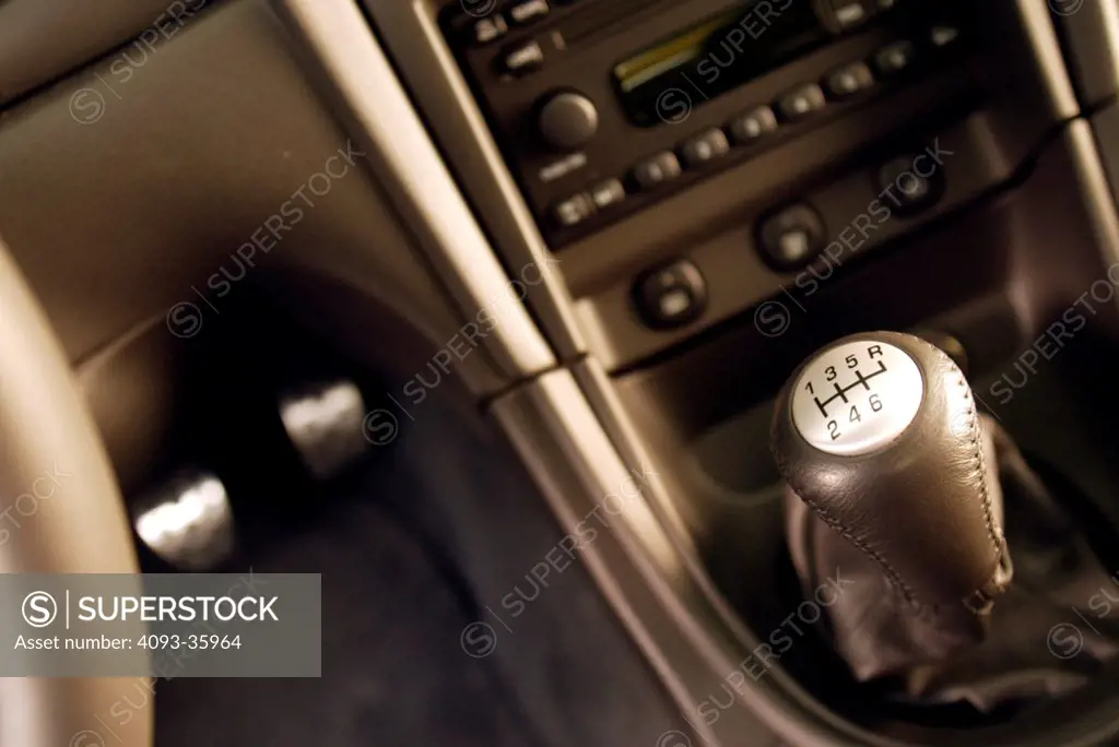 2004 Ford Mustang SVT Cobra showing the manual, six speed gear shift lever