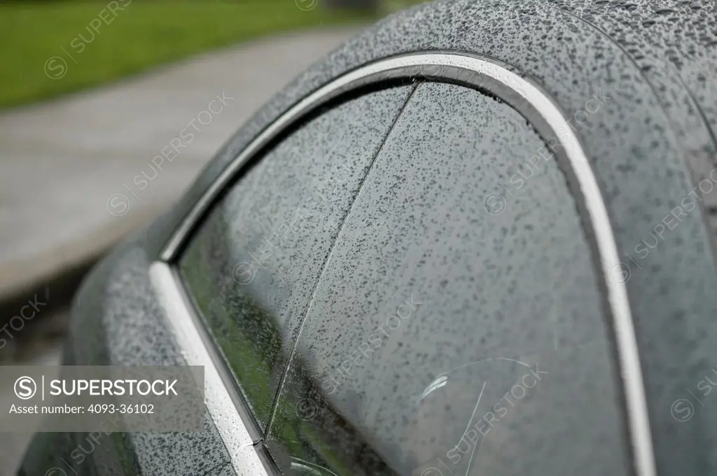 2007 Mercedes Benz CL600 showing the side windows in the rain