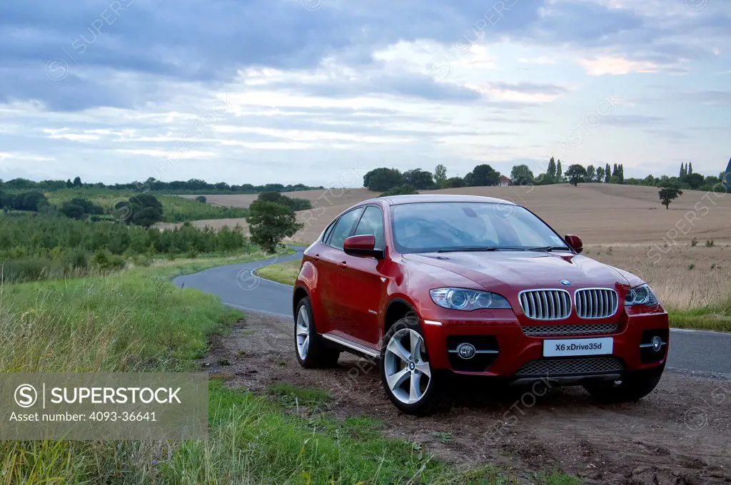 2010 BMW X6 parked in countryside, front 3/4