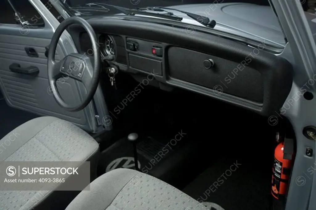 Silver Volkswagen Beetle interior