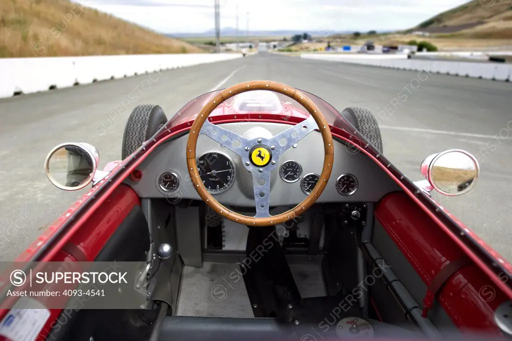 interior detail Ferrari 246 Dino Formula One steering wheel wood gauges mirrors