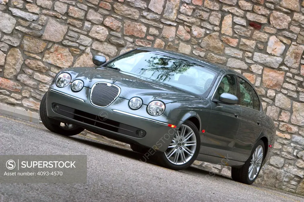 Jaguar S-Type 2005 grey stone wall