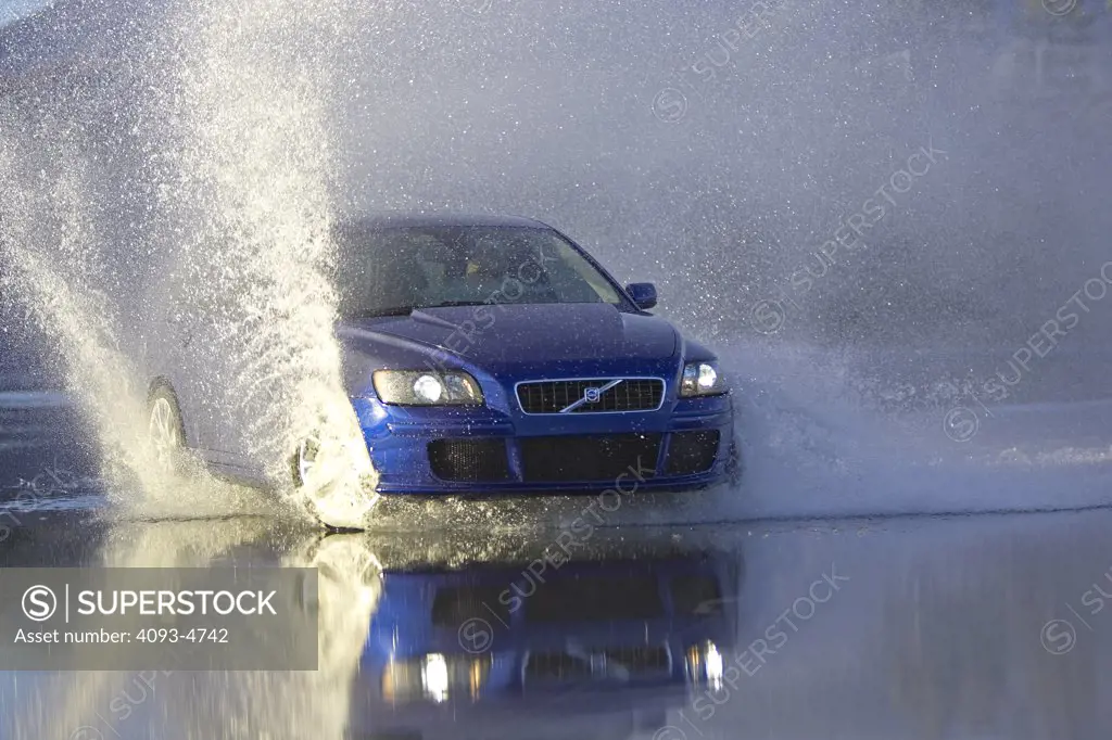 Swedish Manufacturers,2005 Volvo V50 SV blue splash spray drifting sliding