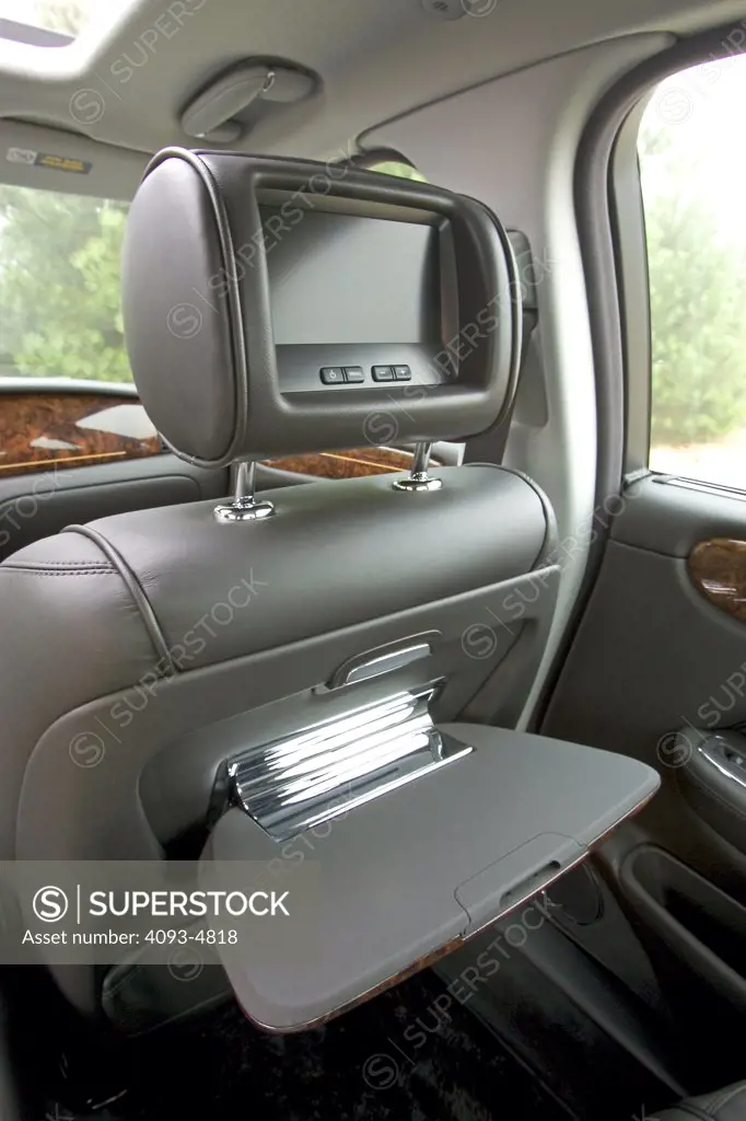 interior detail 2006 Jaguar XJ8 Super V8 dvd screen tray grey leather