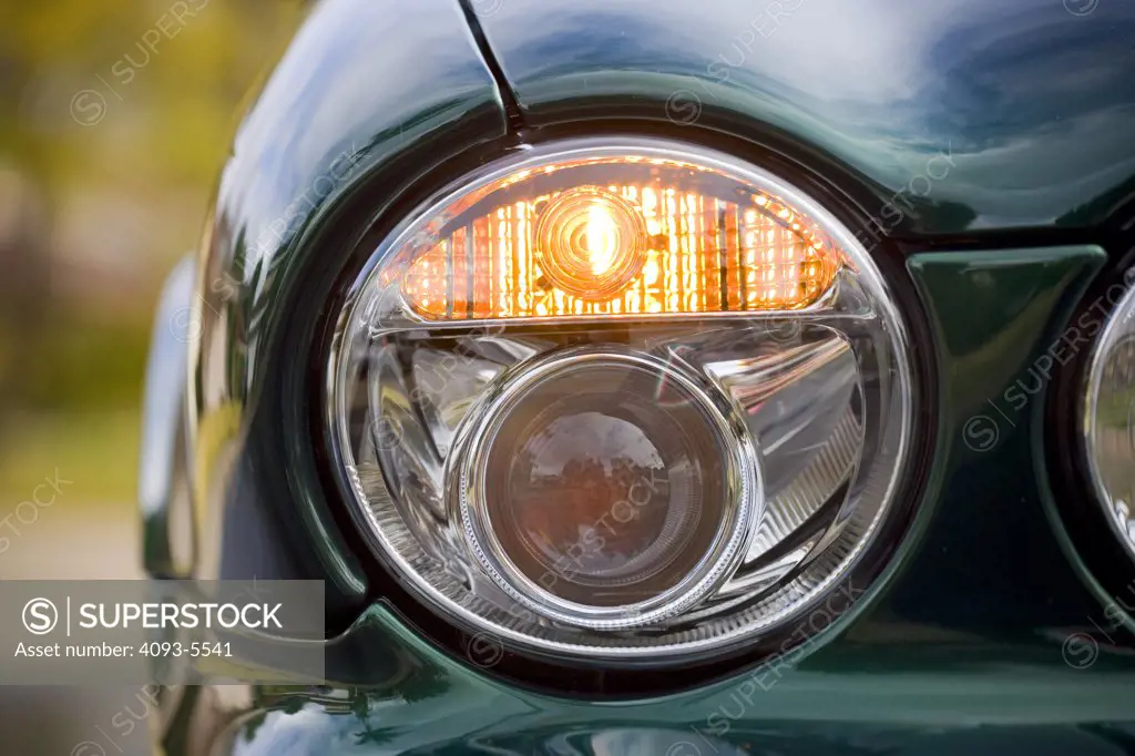 detail of a headlight light on a XJ R Jaguar