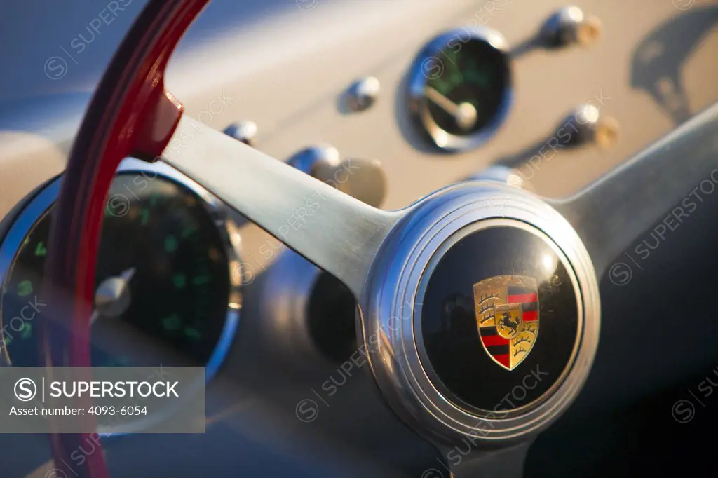 1964 Porsche Carrera GTS steering wheel, close-up
