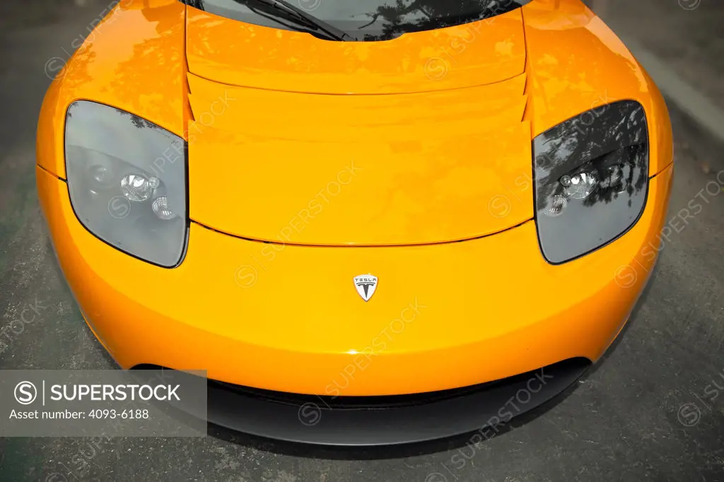 2009 Tesla Roadster hood, high angle close-up