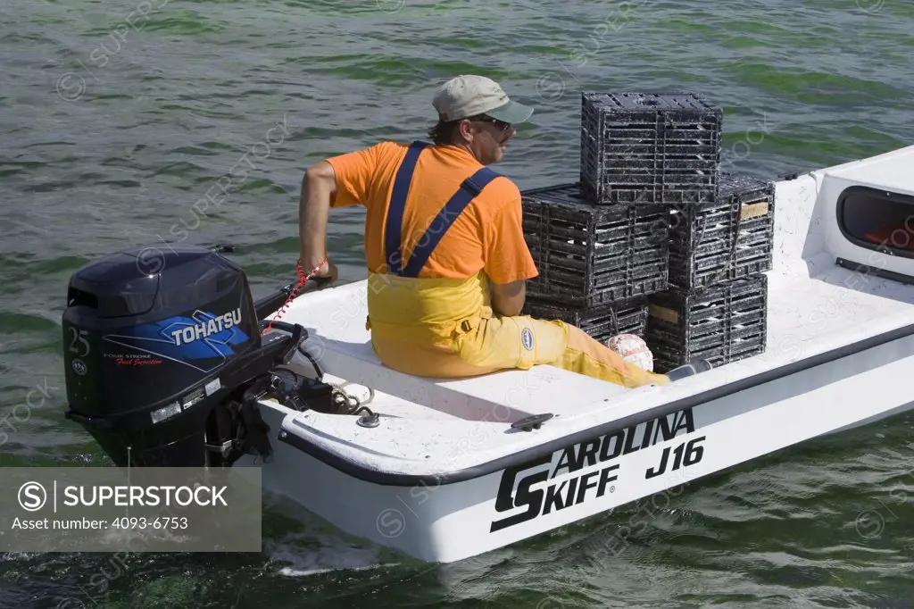 fisherman crab traps skiff outboard motor