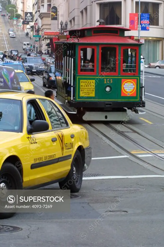 San Francisco trolley electric cable car street city