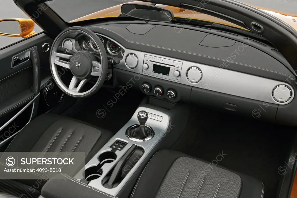 Dodge Demon Convertible concept showing the dash and instrument panel. gears inside sitting seating rear view controls.
