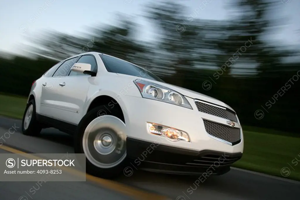 2009 Chevrolet Traverse LTZ.  The Chevrolet Traverse is a full-size crossover SUV built on the GM Lambda platform. It features a 3.6 L V6 engine with VVT and direct injection.