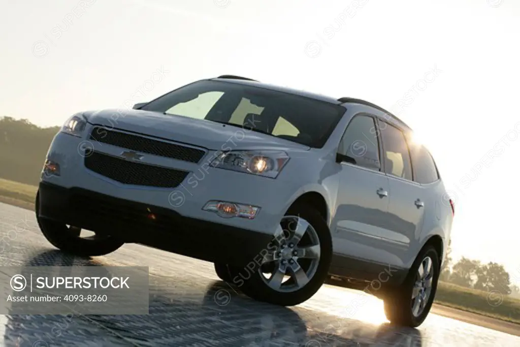 2009 Chevrolet Traverse LTZ.  The Chevrolet Traverse is a full-size crossover SUV built on the GM Lambda platform. It features a 3.6 L V6 engine with VVT and direct injection.