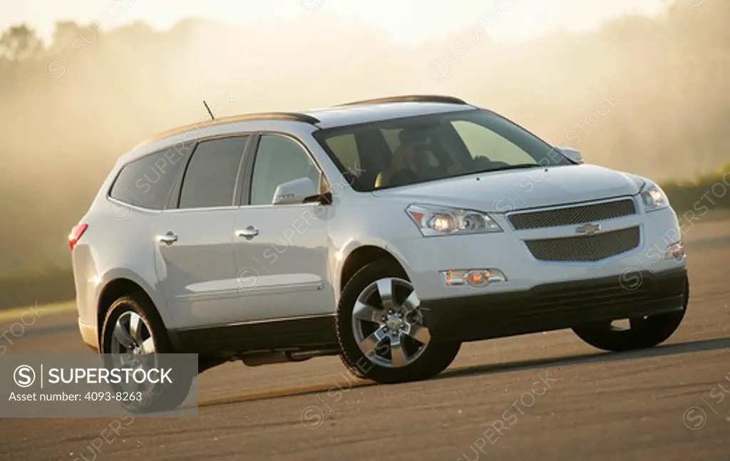 2009 Chevrolet Traverse LTZ.  The Chevrolet Traverse is a full-size crossover SUV built on the GM Lambda platform. It features a 3.6 L V6 engine with VVT and direct injection.