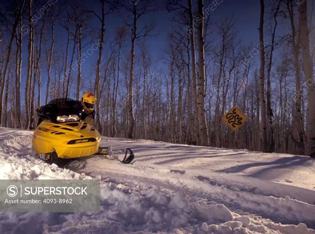 Bombardier Ski-doo snowmobile trail sign winter