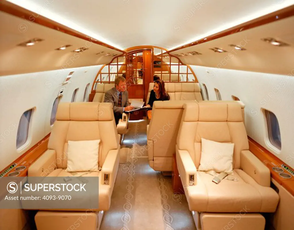 interior Jets Fixed Wing Aviat Airplanes Bombardier Challenger 601 tan leather seats