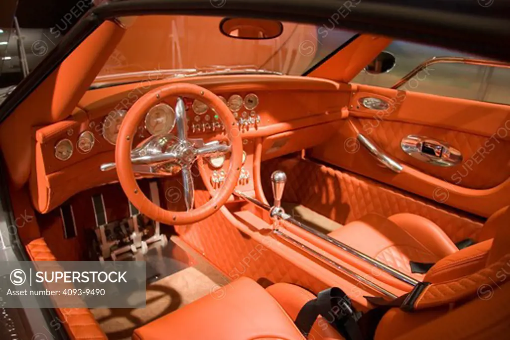 interior Spyker C8 Laviolette 2006 red leather dash metal trim steering wheel