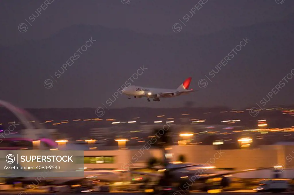 Japan Airlines Boeing 747-200 747 Cargo arriving / landing at LAX Los Angeles International Airport