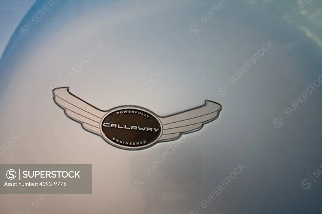detailed view of Chevrolet Chevy's custom modified version of the corvette Callaway badge