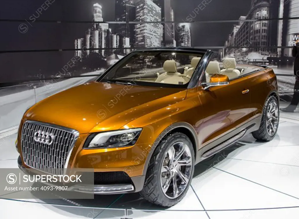 2009Audi Cross Cabriolet quattro concept car. The Cross Cabrio combines the genes of a typical dynamic soft-top convertible from Audi with the all-round qualities of a fully fledged SUV, Audi said in a press release.