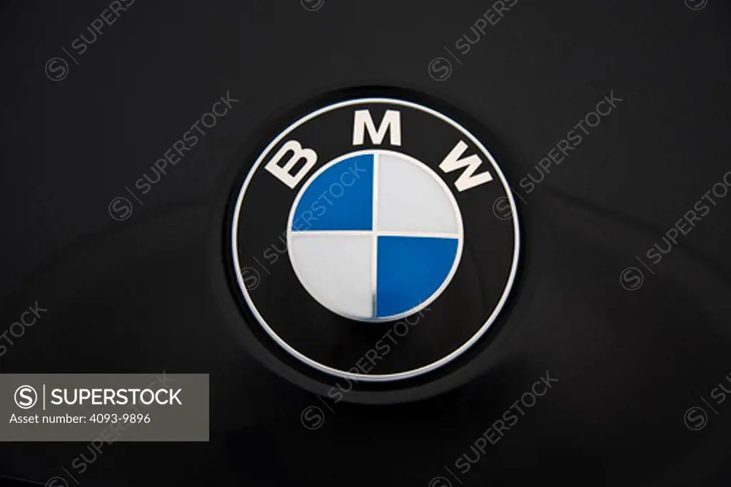 Detail view of a 2008 BMW badge, roundel.