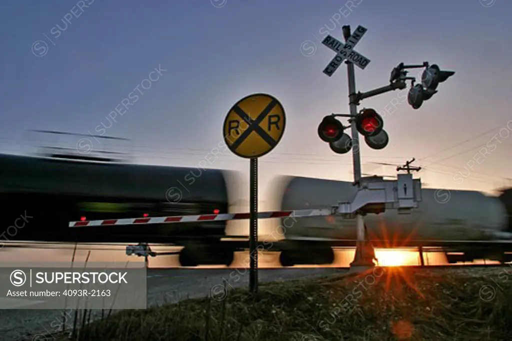 Freight train railroad crossing