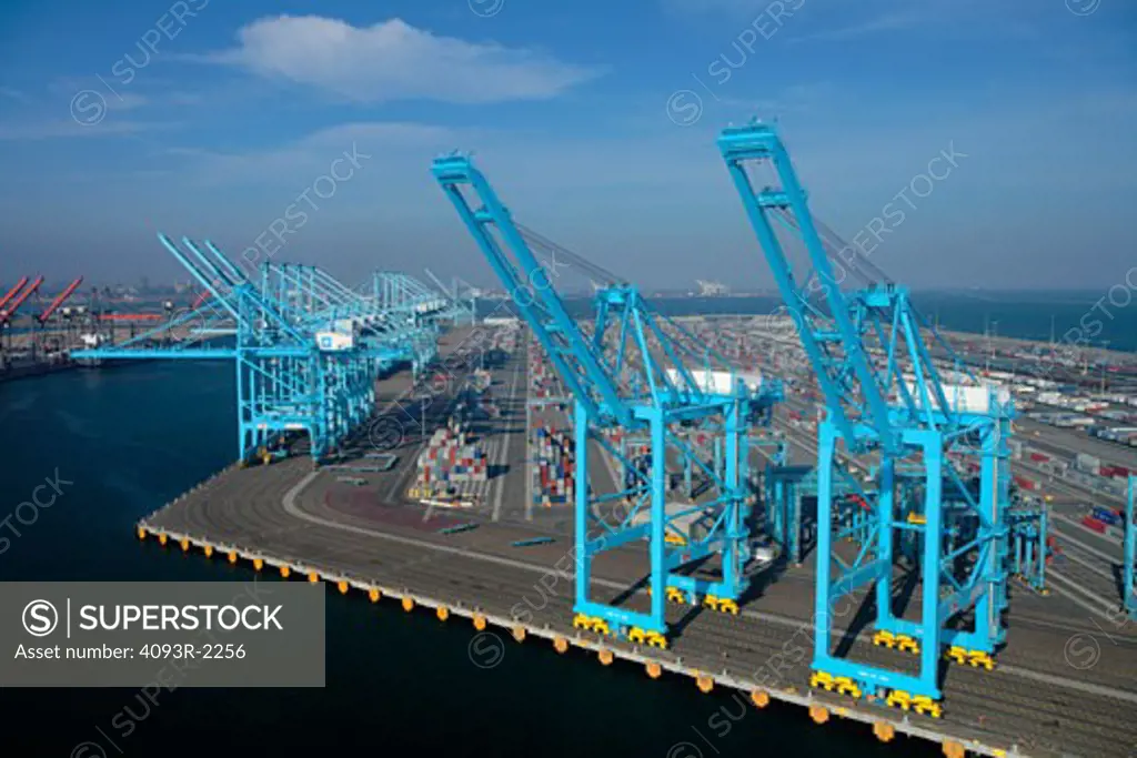 Maersk Container terminal at the Port of Long Beach, California.