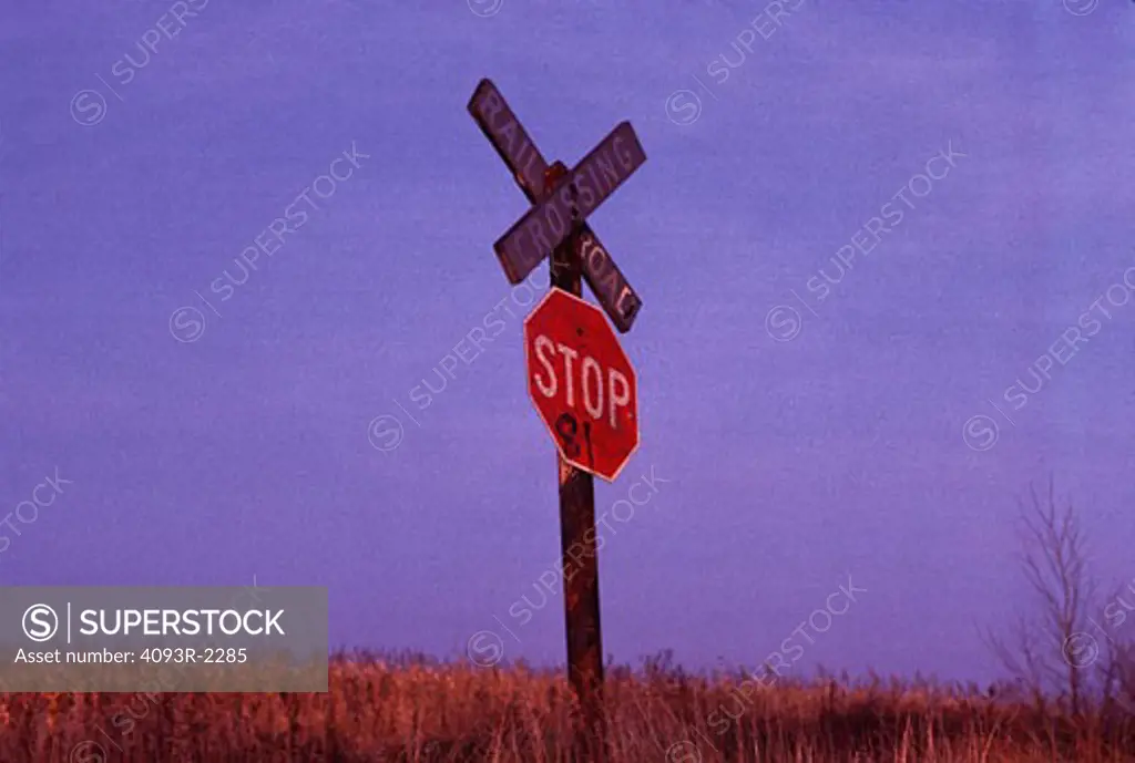 stop railroad crossing rail road