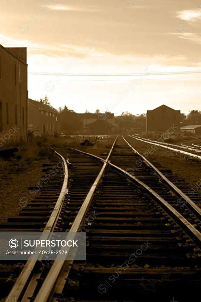 Railroad tracks leading to smalltown Edgerton- Wisconsin