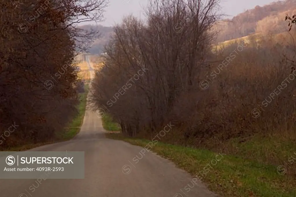 Rural road through autumn landscape,  Black Hawk- Wisconsin