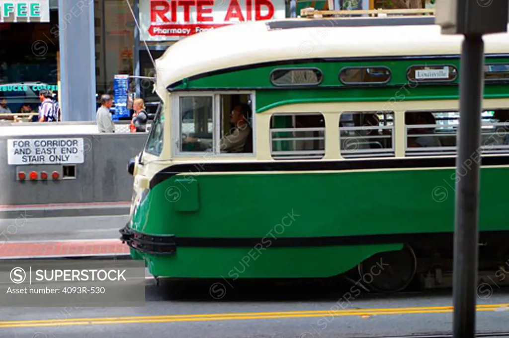 trolley cable car electric San Francisco nose street city