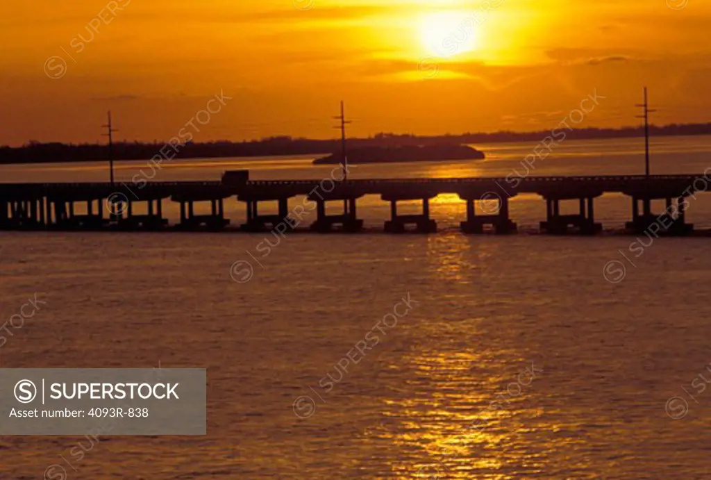 New 7 Mile Bridge Florida Keys silhouette