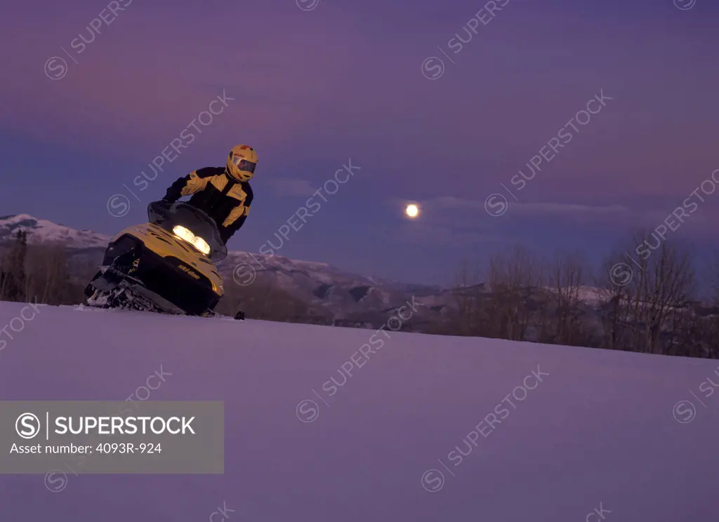 Bombardier Ski-doo snowmobile moon winter