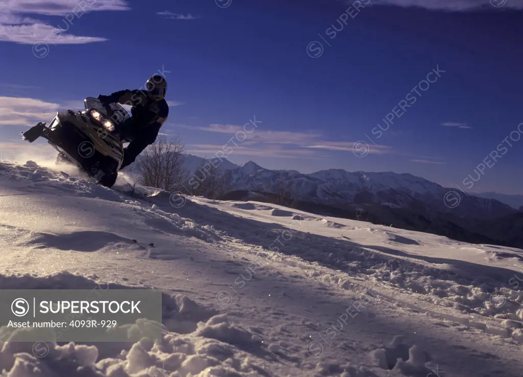 Bombardier Ski-doo snowmobile head on winter