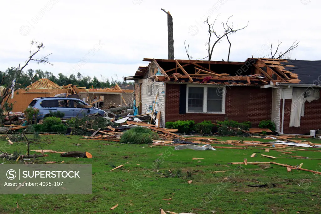 Damaged home after a storm ravaged, Limestone County, Alabama, USA