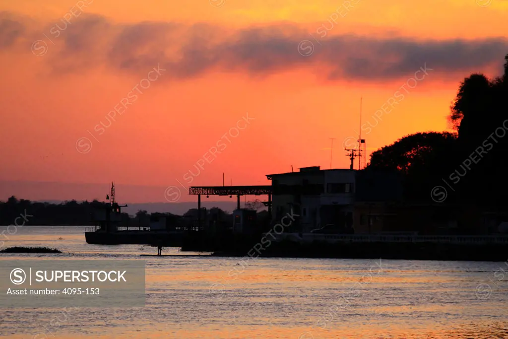 Brazil, Corumba, Sunset on Paraguay River