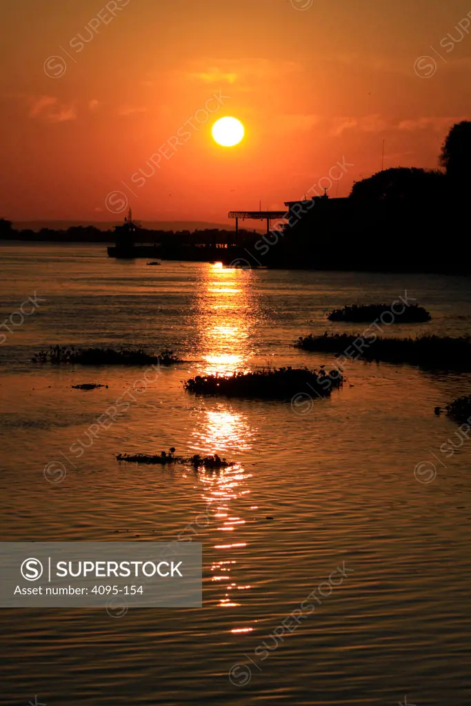 Brazil, Corumba, Sunset on Paraguay River