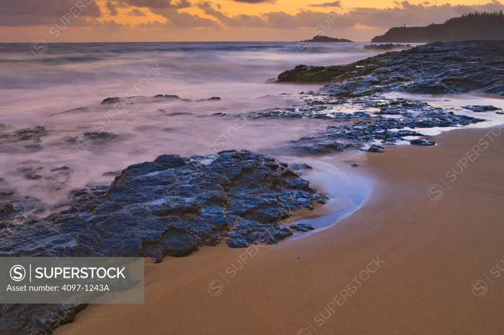 Rock formations on the beach, Secret Beach, Kauai, Hawaii, USA