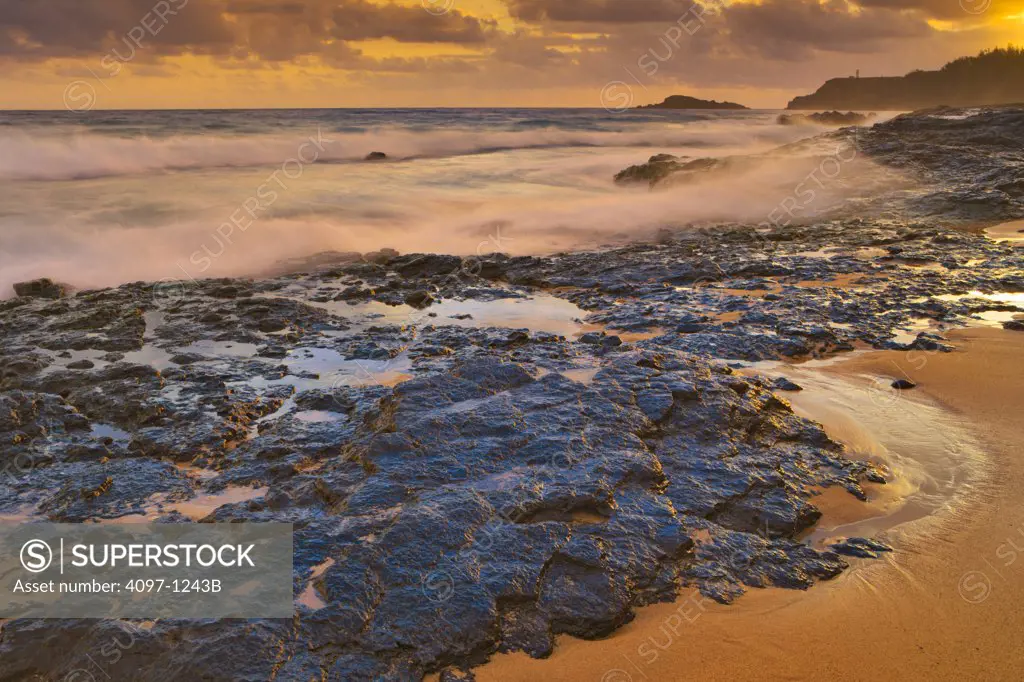 Rocks on the beach, Kauapea Beach, Kauai, Hawaii, USA