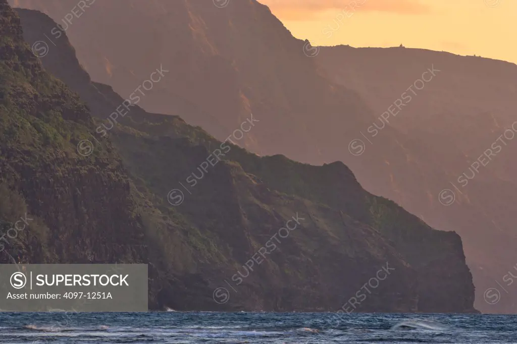 Mountains at seaside, Na Pali Coast, Kauai, Hawaii, USA