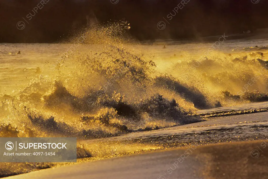 Waves breaking on the beach, Makena Beach, Maui, Hawaii, USA