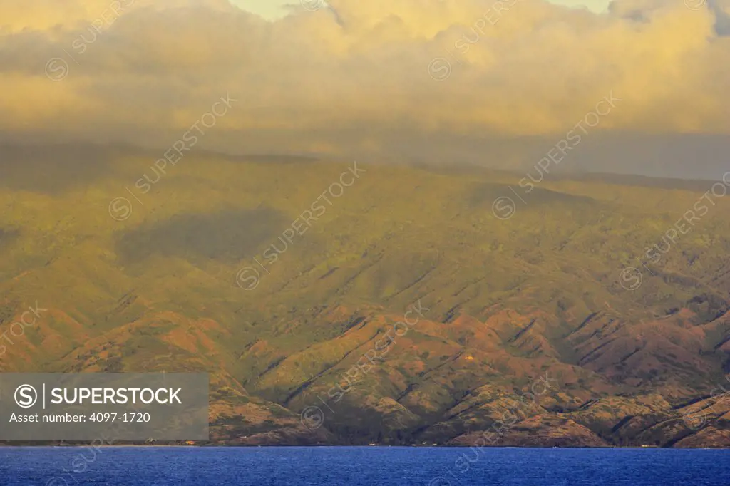 Clouds over an island, Molokai, Maui, Hawaii, USA