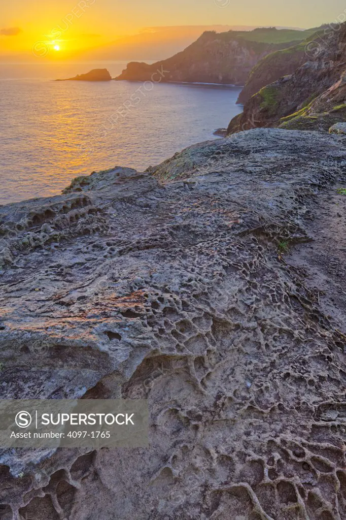 Rock formations at sunrise, Maui, Hawaii, USA