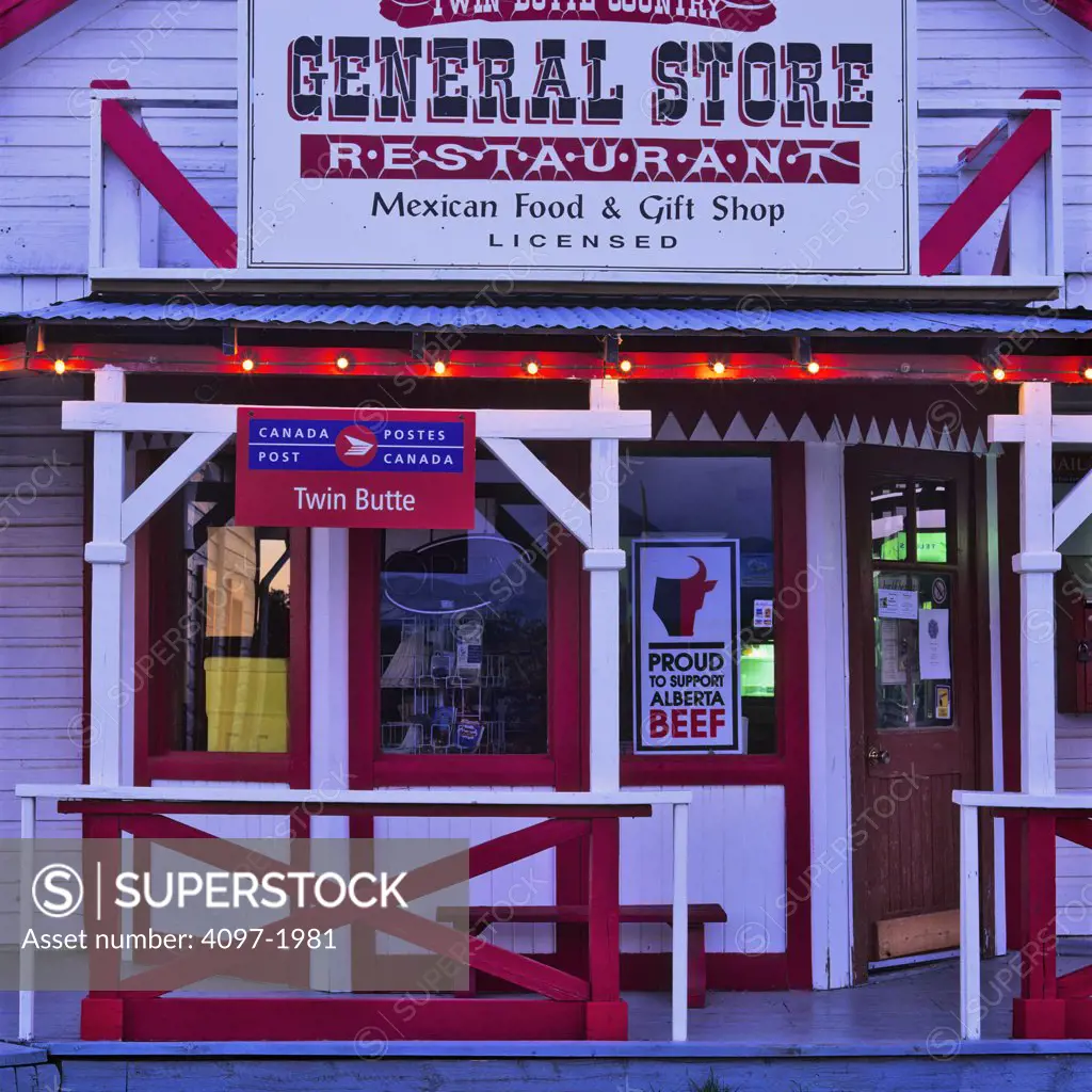 Facade of a general store, Twin Butte, Alberta, Canada