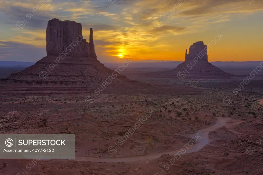 Rock formations in a desert, Monument Valley, Arizona-Utah, USA