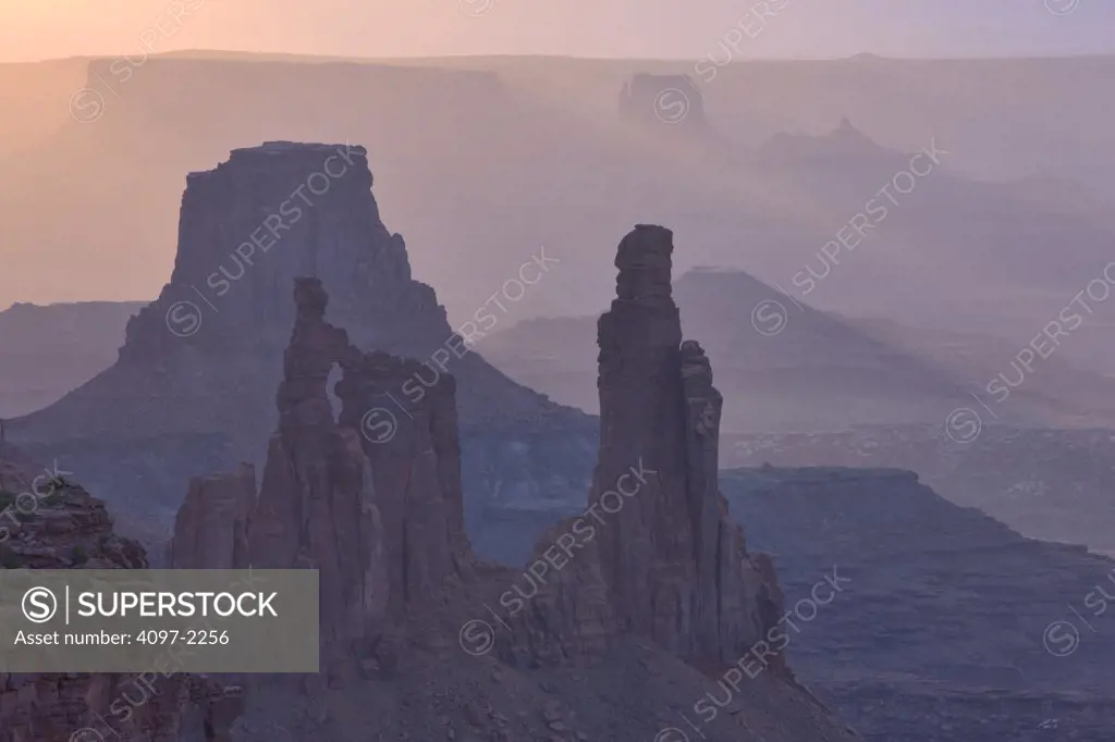 Rock formations in a canyon, Washer Woman Arch, Island In The Sky, Canyonlands National Park, Utah, USA