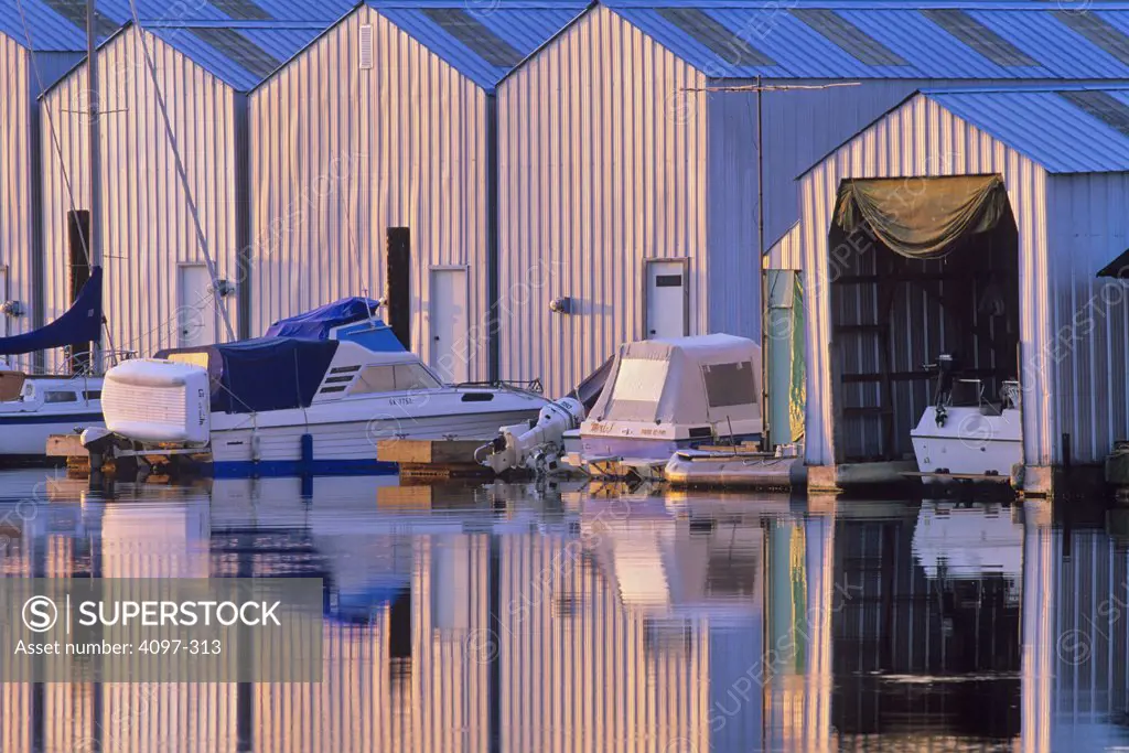 Boathouse in the sea, Sidney, Victoria, Vancouver Island, British Columbia, Canada