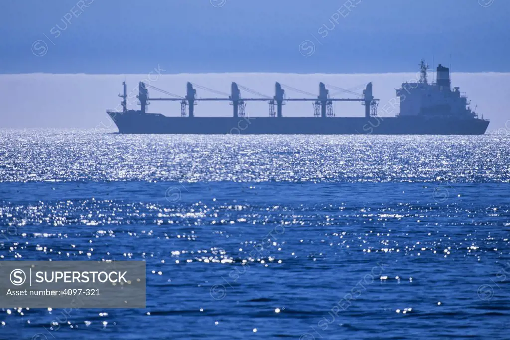 Container ship in the sea, Victoria, Vancouver Island, British Columbia, Canada